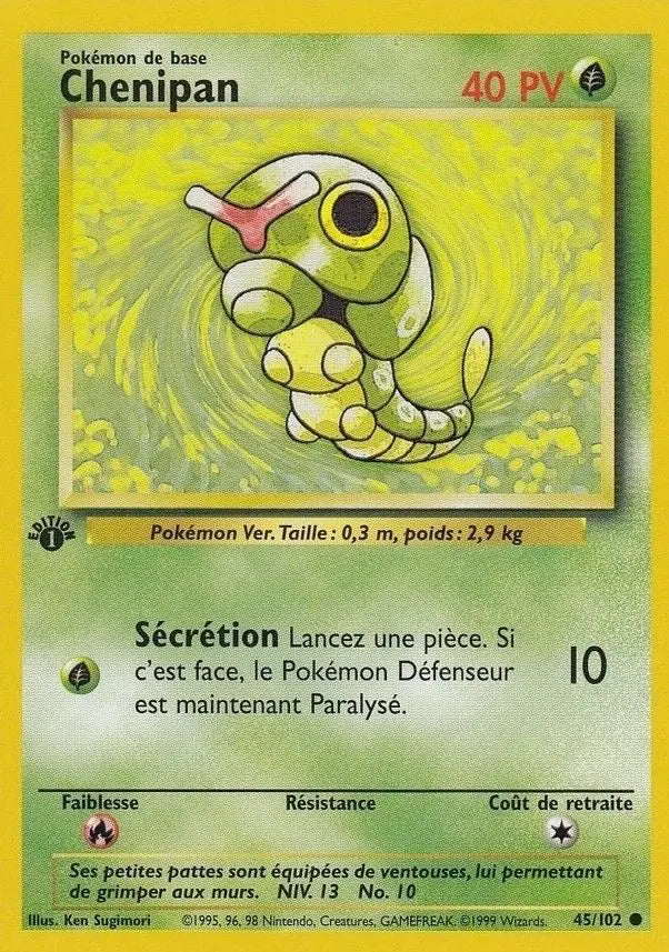 Caterpie Pokémon Card – Base Set 1st Edition