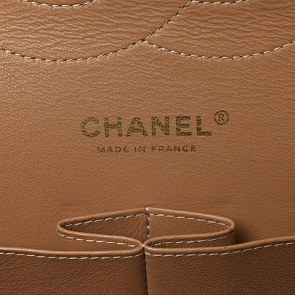 Caviar Quilted Jumbo Double Flap Beige