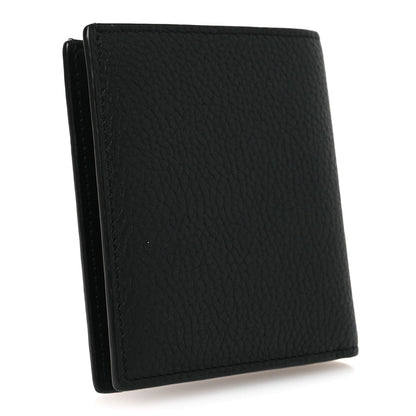 Grained Calfskin Vertical Bi-fold Wallet Black