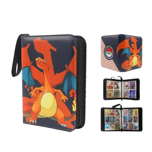 Charizard Pokémon Card Binder - 4-Grid PU Album with Zipper Closure