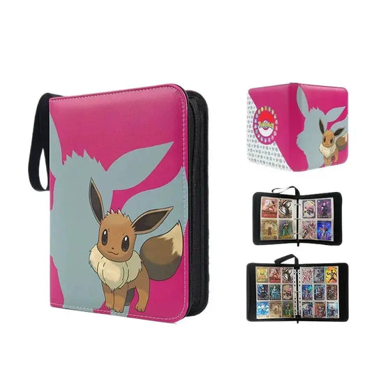 Pokémon Eevee Card Binder - 4-Grid PU Album with Zipper Closure