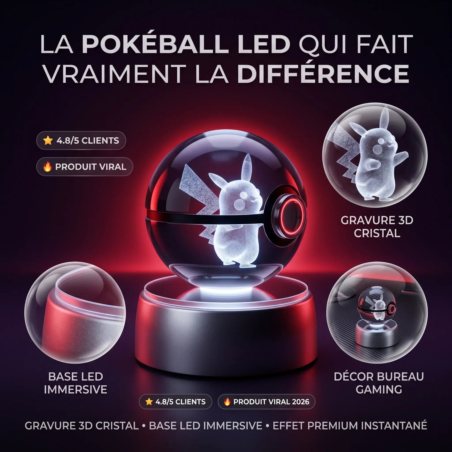 Pokéball LED Crystal Pikachu Pokémon