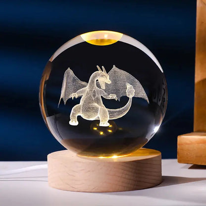 Charizard Crystal LED Poké Ball - Wooden USB Base