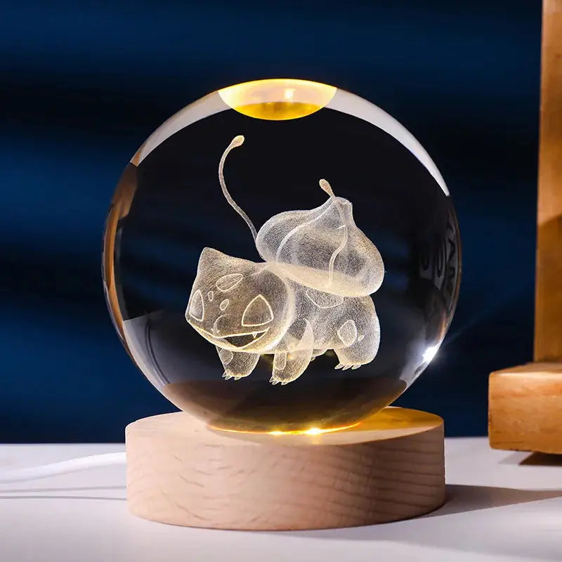Bulbasaur Crystal LED Poké Ball - Wooden USB Base