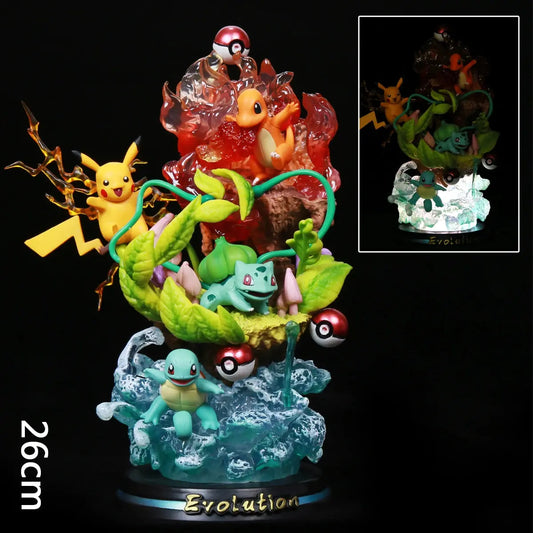 26cm Light-Up Pokémon Starter Figure - LED Evolution Statue