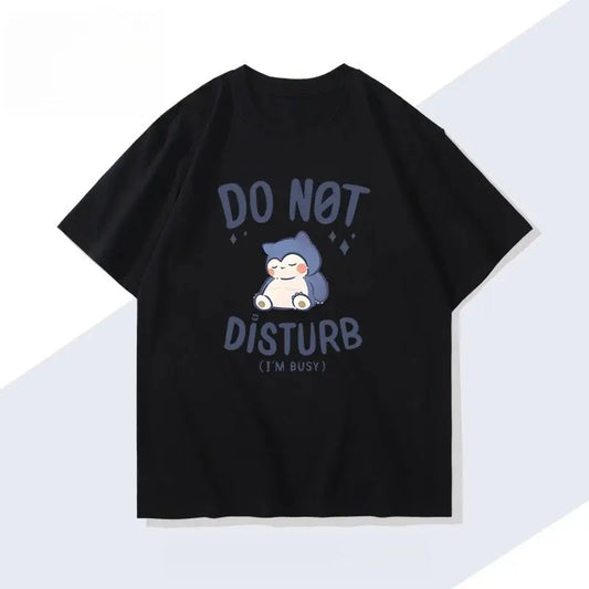 Pokémon Snorlax Do Not Disturb T-Shirt (Black) - Harajuku Y2K Oversize