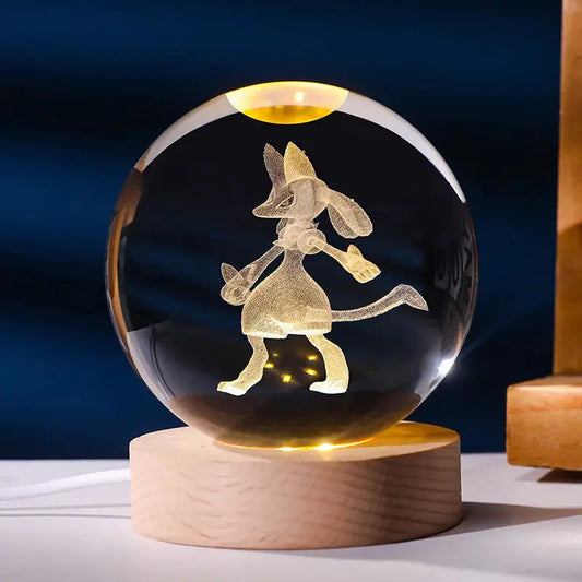 Lucario Crystal LED Poké Ball - Wooden USB Base