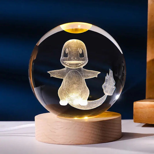 Charmander Crystal LED Poké Ball - Wooden USB Base