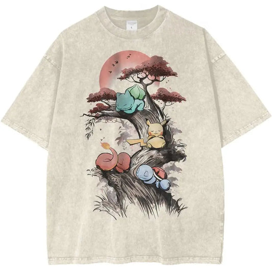 Pokémon Starters Vintage T-Shirt - Harajuku Y2K Oversize