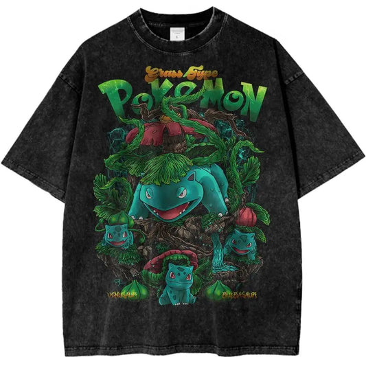 Vintage Pokémon Bulbasaur T-Shirt - Harajuku Y2K Oversize