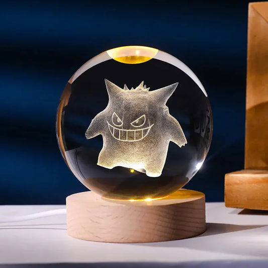 Gengar Crystal LED Poké Ball - Wooden USB Base