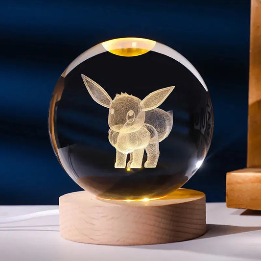 Eevee Crystal LED Poké Ball - Wooden USB Base