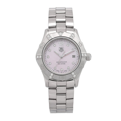 Stainless Steel Diamond Pink Mother of Pearl 27mm Aquaracer Lady Quartz Watch WAF141H