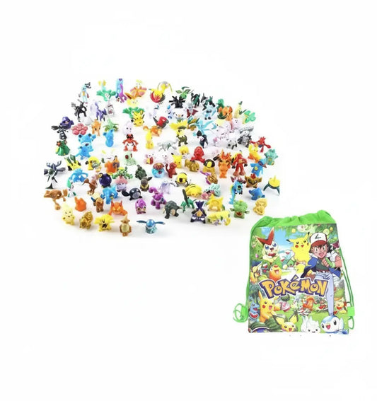 Mini Pokémon Figures – 144-Piece Set + Storage Bag
